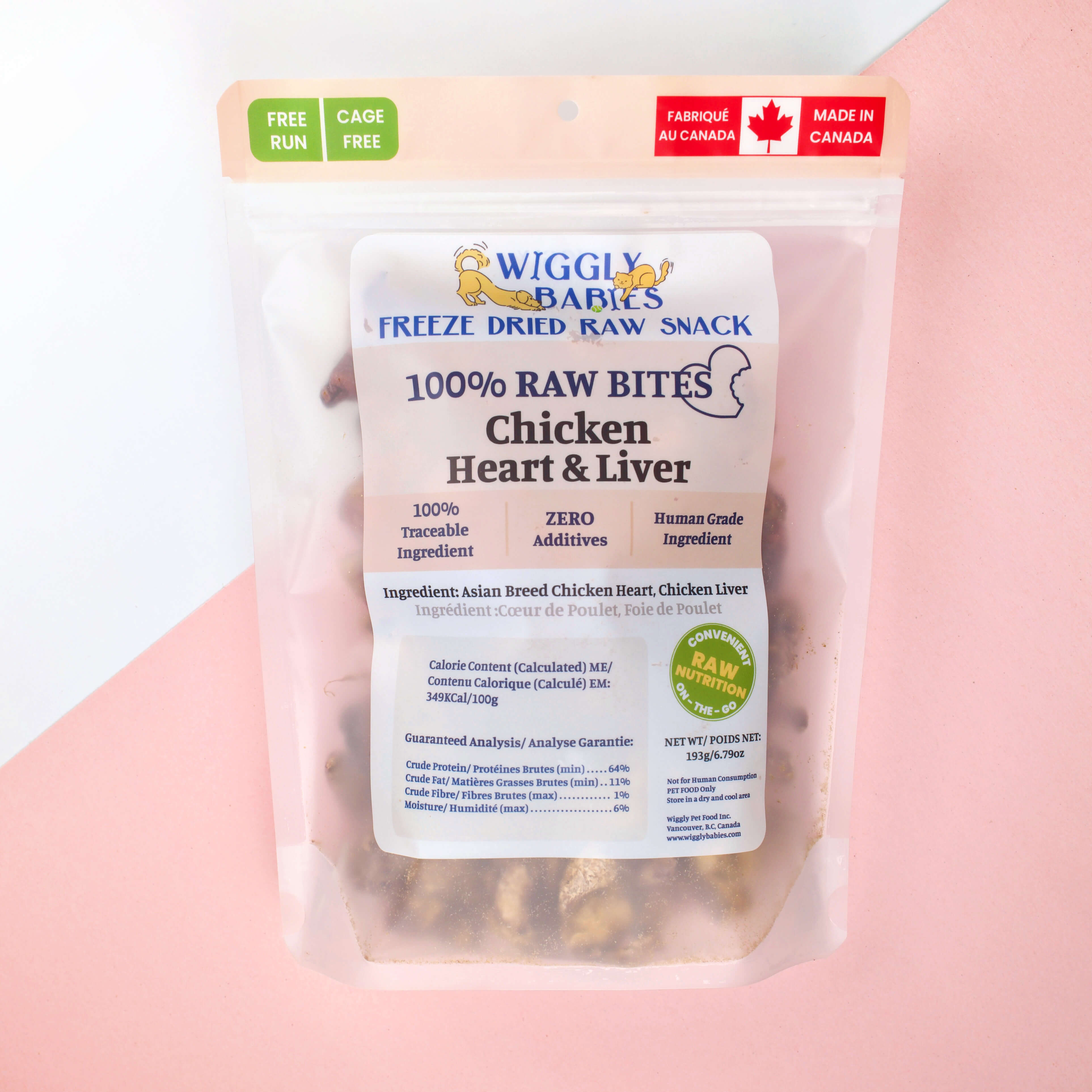 freeze dried chicken heart and chicken liver by wiggly babies